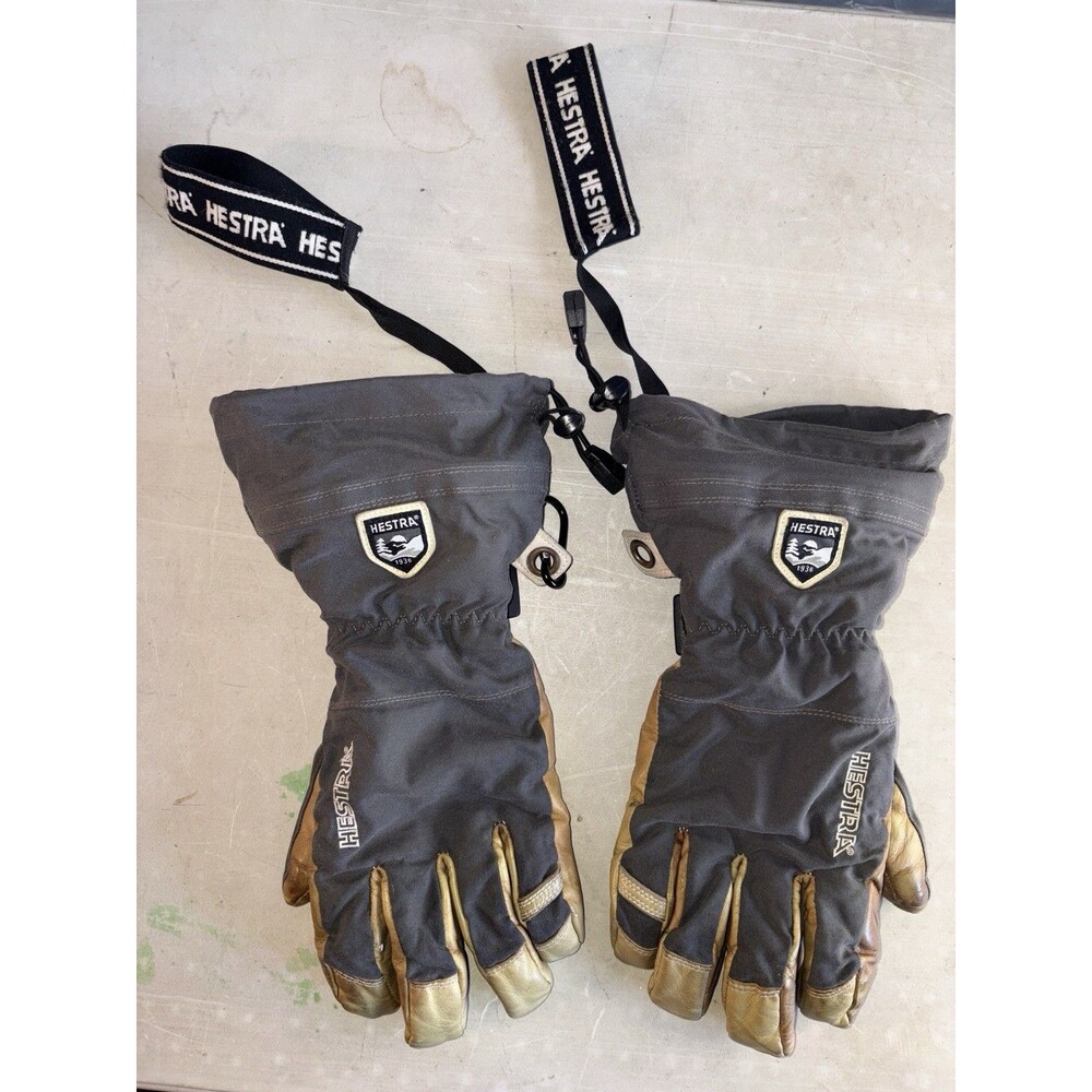 Hestra Leather 5-Finger Gloves Army Ski Size 9 Winter Skiing